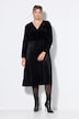 Robe plissée en velours, effet cache-cœur, manches longues