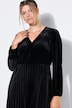 Robe plissée en velours, effet cache-cœur, manches longues
