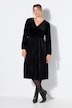 Robe plissée en velours, effet cache-cœur, manches longues