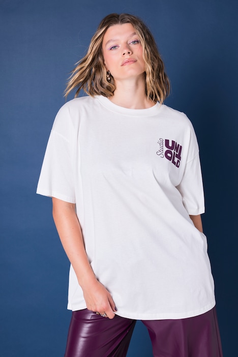 T-Shirt, oversized, Statement-Print vorne und hinten
