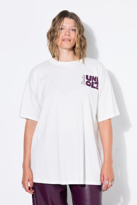 T-Shirt, oversized, Statement-Print vorne und hinten
