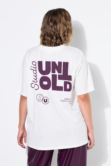 T-Shirt, oversized, Statement-Print vorne und hinten