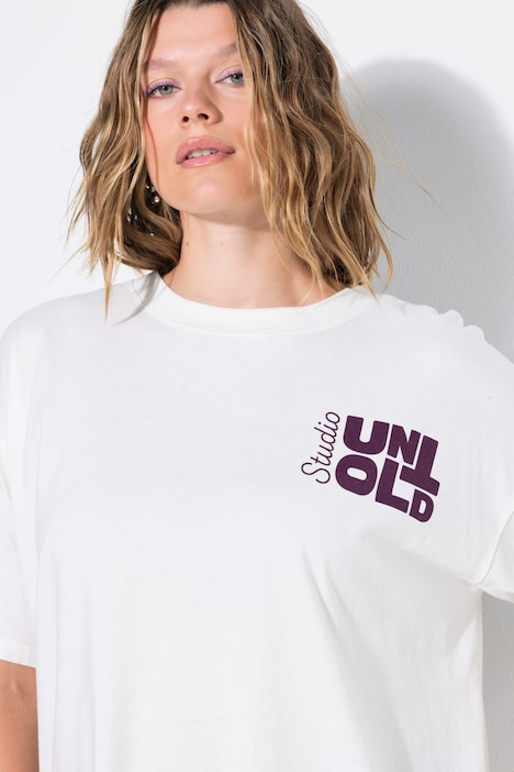 T-Shirt, oversized, Statement-Print vorne und hinten