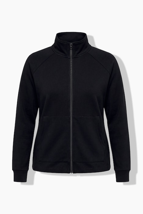 Sweatjacke, Boxy Fit, Stehkragen, Tunnelzug am Saum