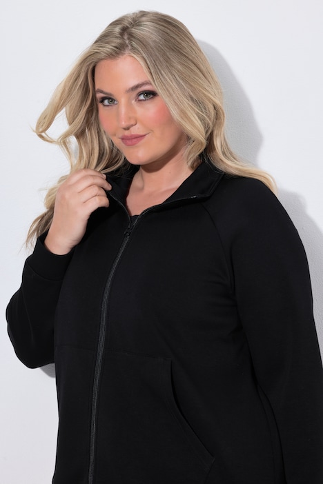 Sweatjacke, Boxy Fit, Stehkragen, Tunnelzug am Saum