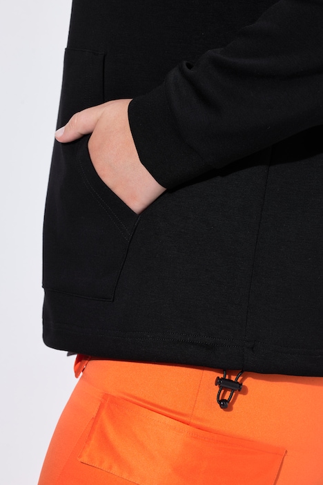 Sweatjacke, Boxy Fit, Stehkragen, Tunnelzug am Saum