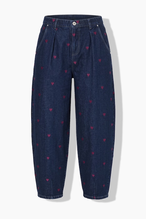 Balloon-Jeans, weiter Balloon-Shape, Denim mit Hearts, 5-Pocket