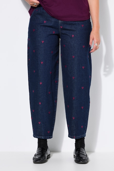 Balloon-Jeans, weiter Balloon-Shape, Denim mit Hearts, 5-Pocket