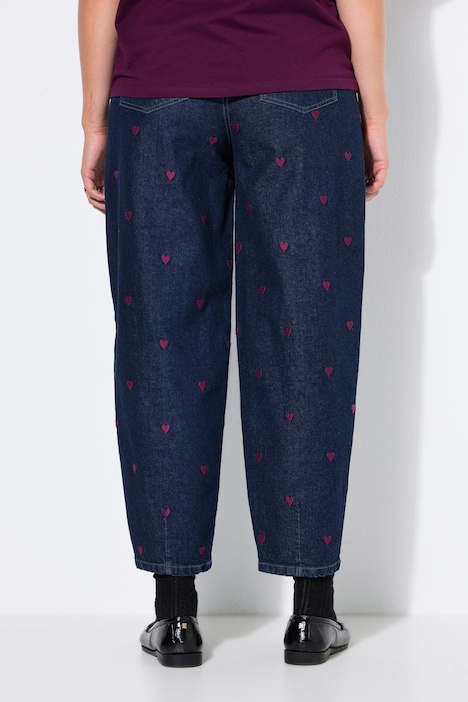 Balloon-Jeans, weiter Balloon-Shape, Denim mit Hearts, 5-Pocket
