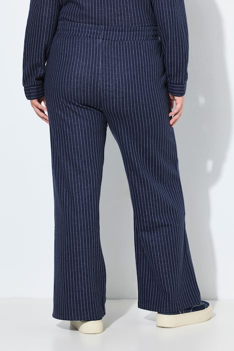 Jerseyhose, weites Bein, Nadelstreifen
