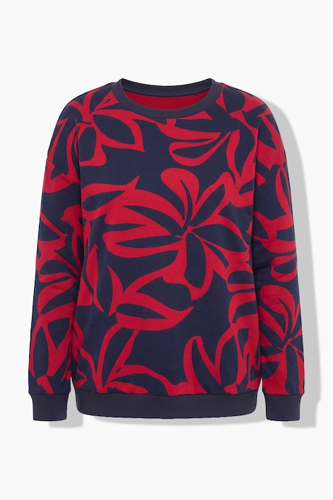 Sweatshirt, Boxy Fit, Blumenmuster, Langarm
