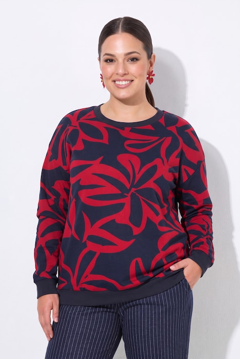 Sweatshirt, Boxy Fit, Blumenmuster, Langarm