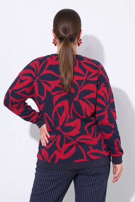 Sweatshirt, Boxy Fit, Blumenmuster, Langarm