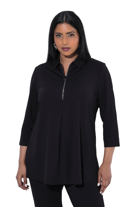 Punto-Shirt, Hemdkragen, Reißverschluss, 3/4-Arm