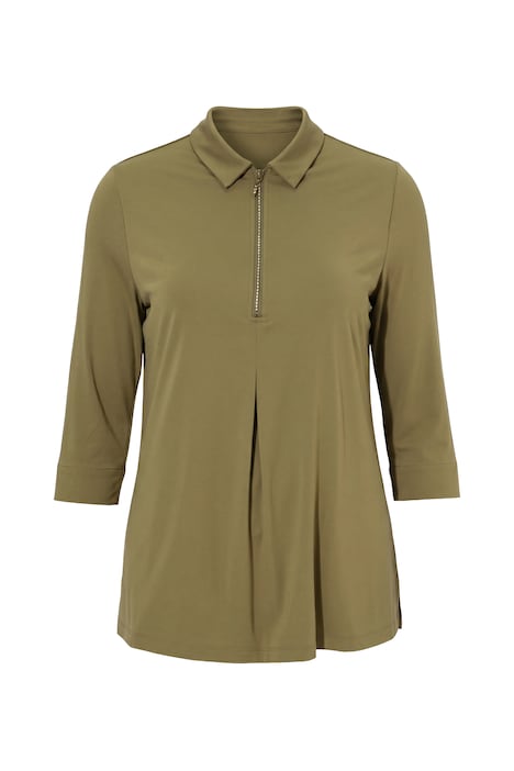 Punto-Shirt, Hemdkragen, Reißverschluss, 3/4-Arm