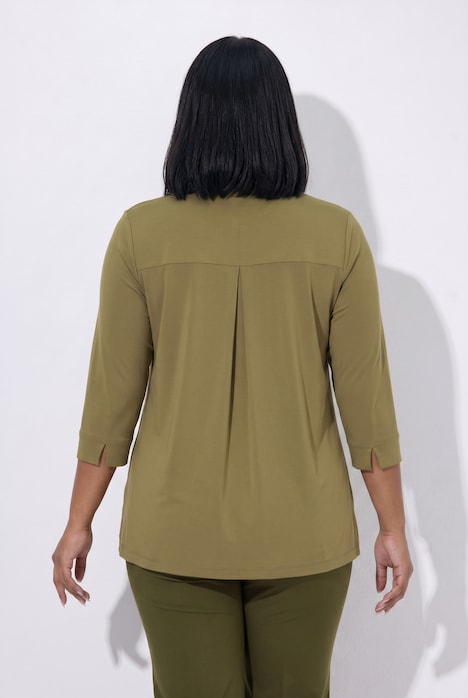 Punto-Shirt, Hemdkragen, Reißverschluss, 3/4-Arm