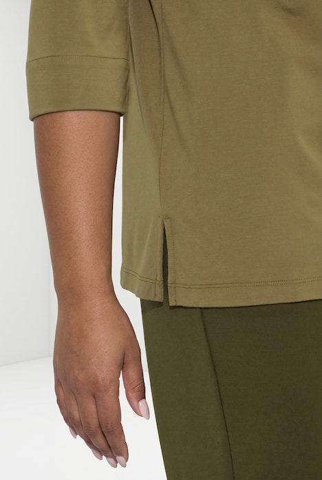 Punto-Shirt, Hemdkragen, Reißverschluss, 3/4-Arm