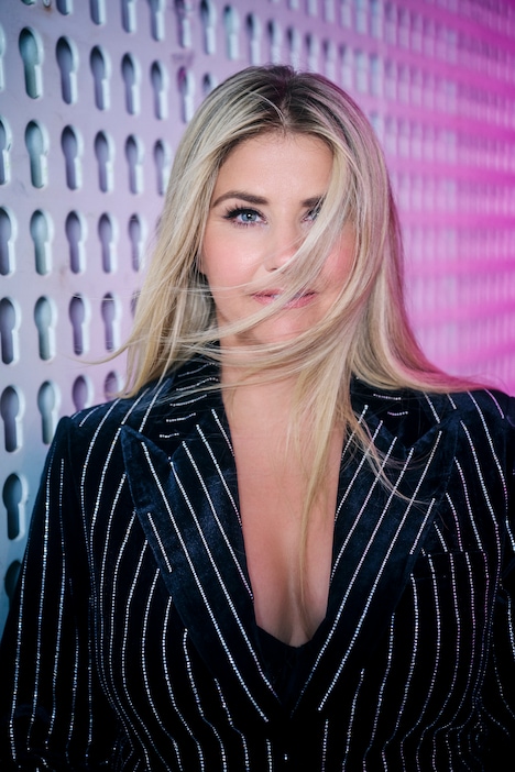 Blazer en velours, coupe Tailored Fit, strass, col à revers