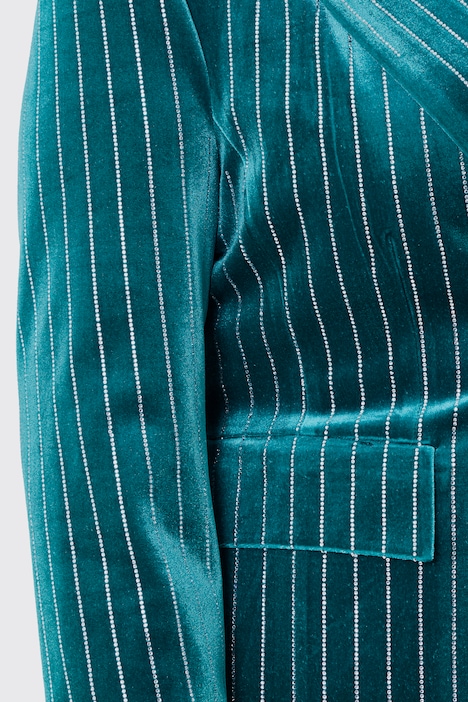 Samtblazer, Tailored Fit, Glitzersteinchen, Reverskragen