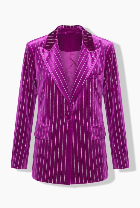 Fluwelen blazer, tailored fit, glittersteentjes, reverskraag