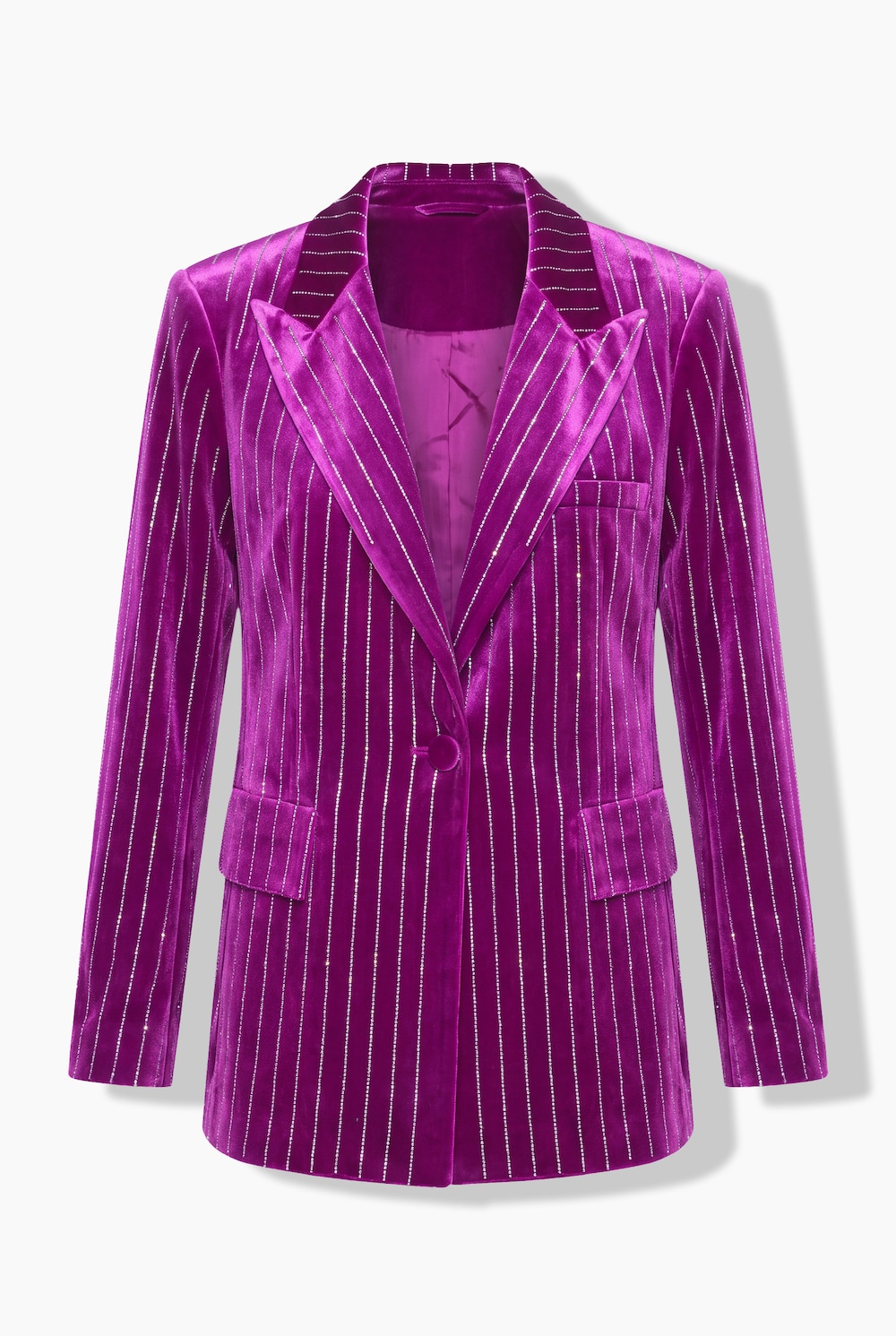Fluwelen blazer, tailored fit, glittersteentjes, reverskraag