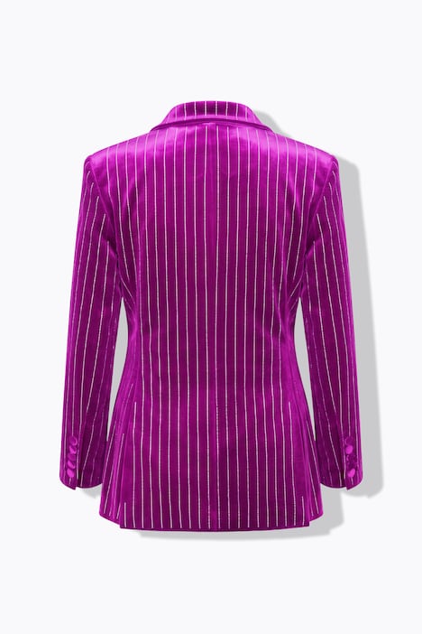 Samtblazer, Tailored Fit, Glitzersteinchen, Reverskragen