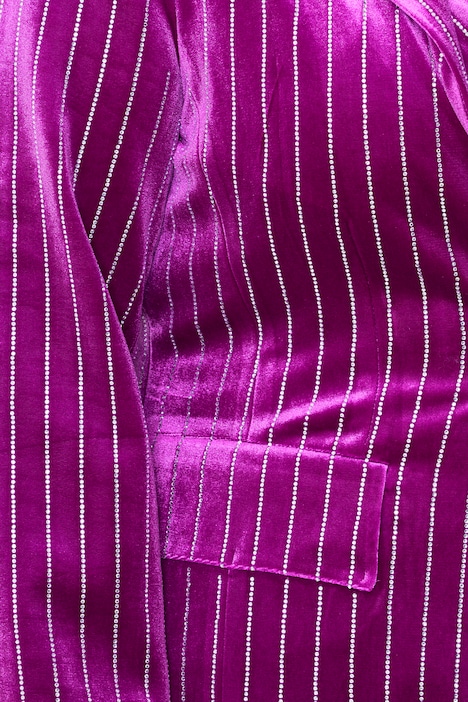 Samtblazer, Tailored Fit, Glitzersteinchen, Reverskragen