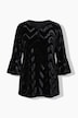 Samtbluse, Wellendesign, Rundhals, 3/4-Arm