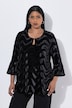 Samtbluse, Wellendesign, Rundhals, 3/4-Arm