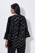 Samtbluse, Wellendesign, Rundhals, 3/4-Arm