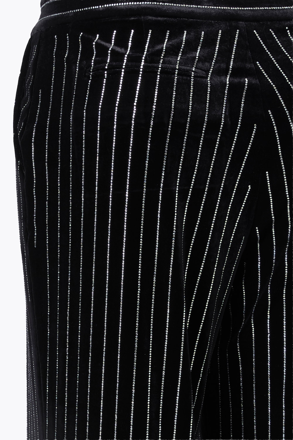 Fluwelen broek Mary, wijde pijpen, versiering met glittersteentjes