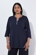 Shirt, Ziersteine, Tunika-Ausschnitt, 3/4-Arm, Pima Cotton