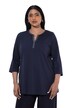 Shirt, Ziersteine, Tunika-Ausschnitt, 3/4-Arm, Pima Cotton