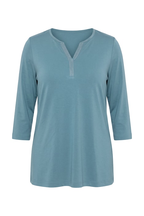 Shirt, Ziersteine, Tunika-Ausschnitt, 3/4-Arm, Pima Cotton