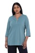 Shirt, Ziersteine, Tunika-Ausschnitt, 3/4-Arm, Pima Cotton