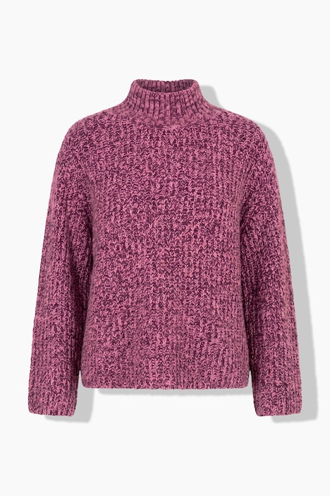 Pullover, Oversize Shape, Rippstrick, Stehkragen