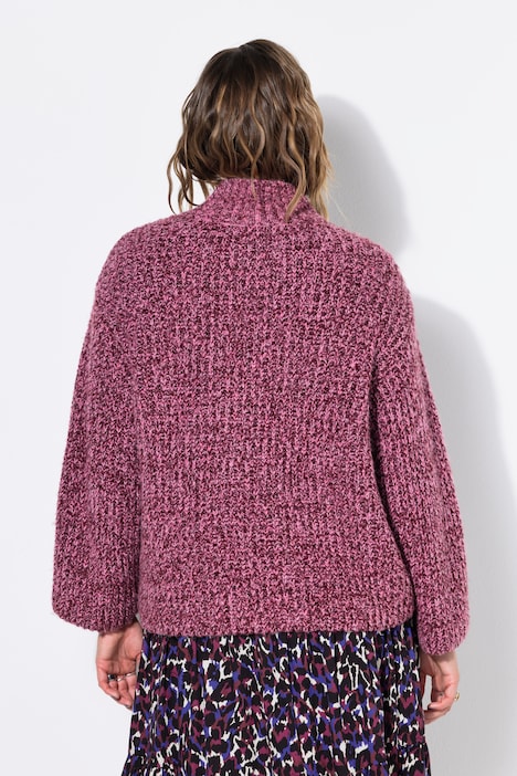 Pullover, Oversize Shape, Rippstrick, Stehkragen