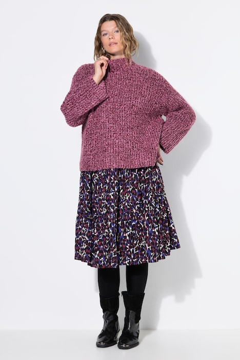 Pullover, Oversize Shape, Rippstrick, Stehkragen