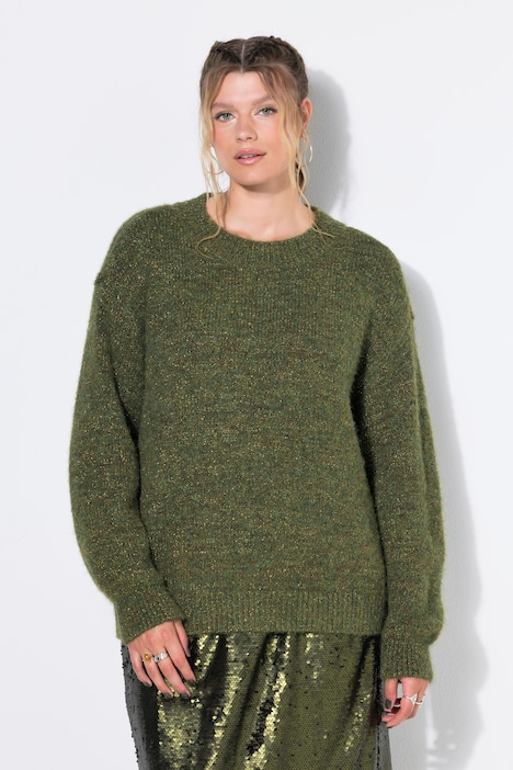 Pullover, Oversize Shape, Melangestrick, Glitzereffekt