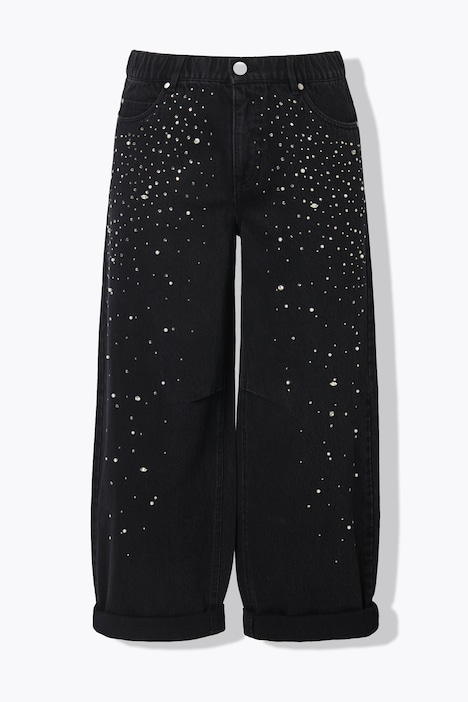 Barrel-Jeans, Glitzersteinchen, 5-Pocket