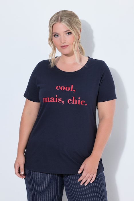 T-shirt, comfort fit, modieus opschrift, halve mouwen