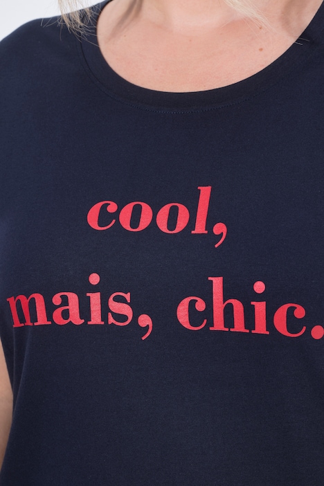 T-shirt, comfort fit, modieus opschrift, halve mouwen