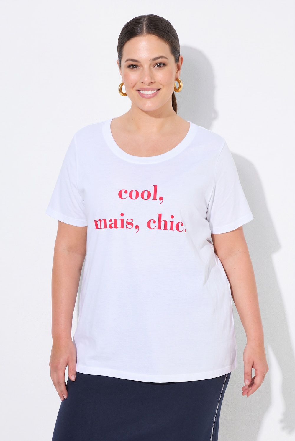 T-shirt, comfort fit, modieus opschrift, halve mouwen