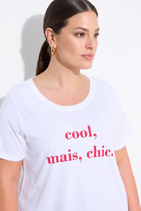 T-shirt, comfort fit, modieus opschrift, halve mouwen