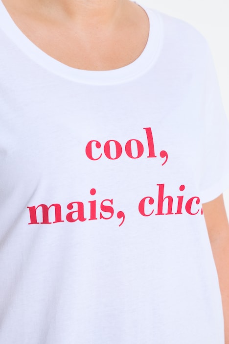 T-shirt, comfort fit, modieus opschrift, halve mouwen