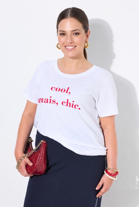 T-shirt, comfort fit, modieus opschrift, halve mouwen
