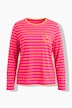 Shirt, gestreept, borduursel, ronde hals, trompetmouwen
