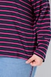 Shirt, gestreept, borduursel, ronde hals, trompetmouwen