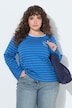 Shirt, gestreept, borduursel, ronde hals, trompetmouwen