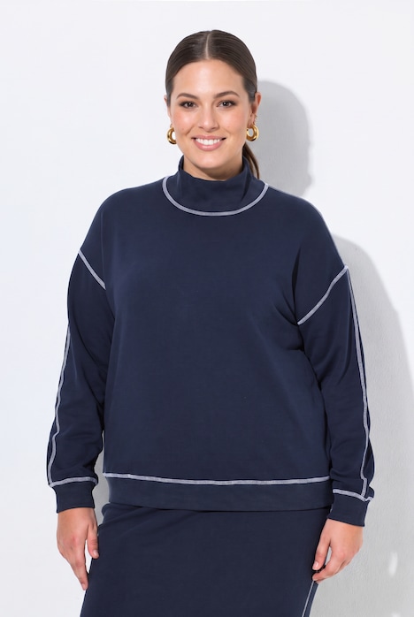 Sweatshirt, Boxy Fit, farbige Ziernähte, weiter Langarm